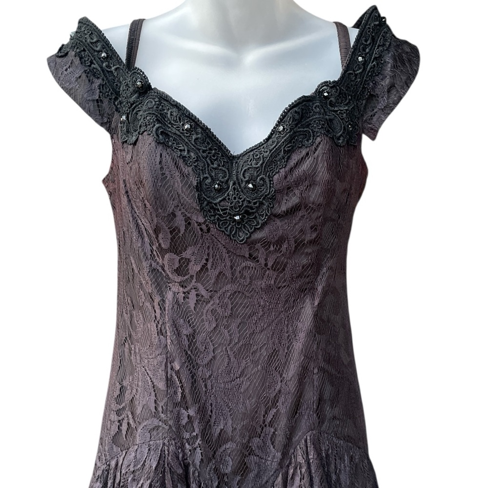 Paris sport club 1990’s black lace special Occassion dress size 9 Vgt - Picture 2 of 16
